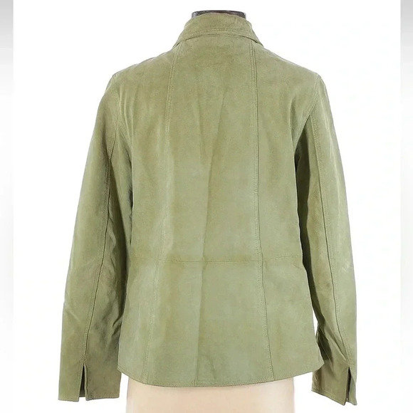 Coldwater Creek Women's 100% Suede Leather Jacket Size Petite Small Sage Green - Picture 2 of 6